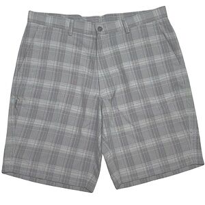 Haggar Grey Check Plaid Multi Pocket Activewear Golf 21” Summer Shorts 36